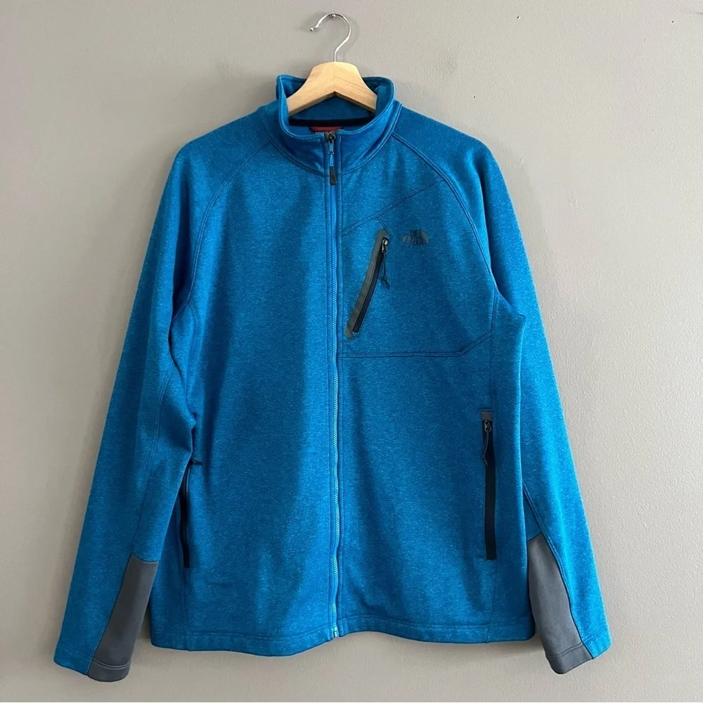 The North Face Men Fleece Hiking Trek Camping Base Layer Heathered Blue Large